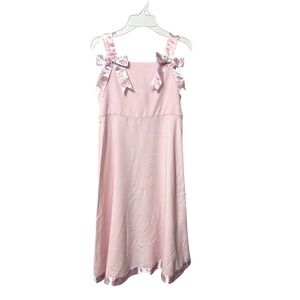 Bonnie Jean Girls Pink A-Line Dress Size 12 Plaid Bows Satin Trim‎ Easter Party